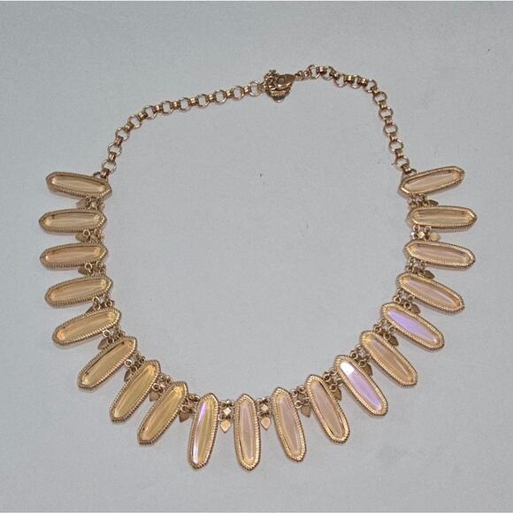 Kendra Scott Gabriella Iridescent‎ Peach Elegant Gold Statement Bibb Necklace - Picture 7 of 10